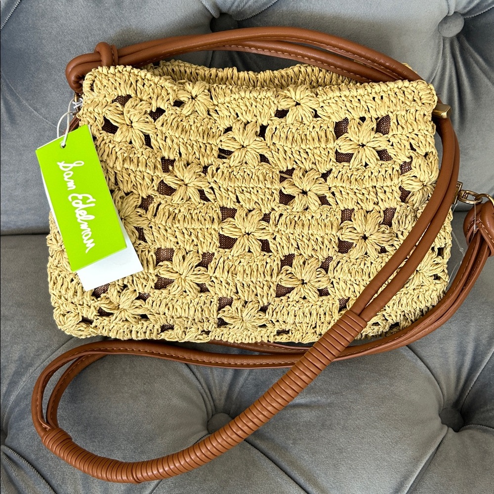 Sam Edelman NEW!!!! Layla Floral Raffia Shoulder Bag - Picture 7 of 9
